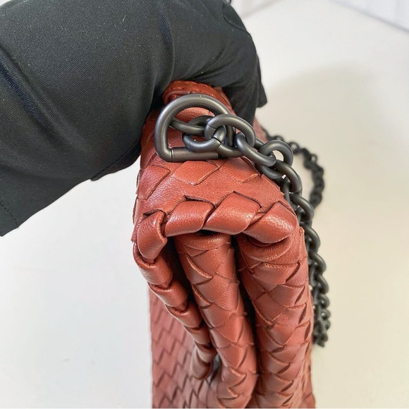 Bottega Veneta Intrecciato Weave Leather Chain Crossbody Bag - Picture 10 of 12